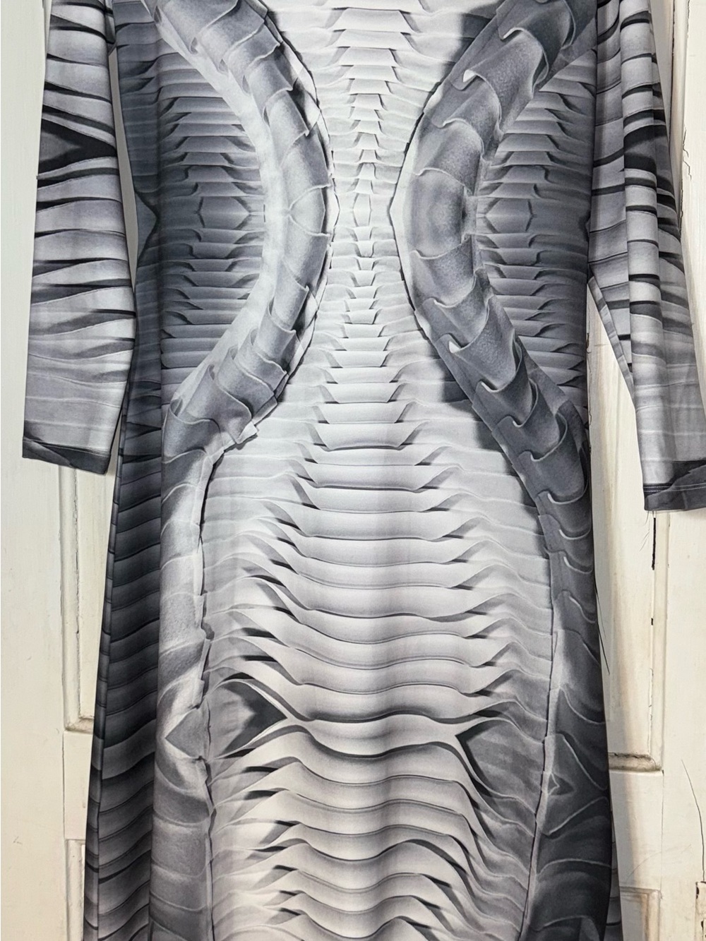 Making The Cut x Sander Bos Optical Illusion Skeleton Print Midi Dress Large NWT